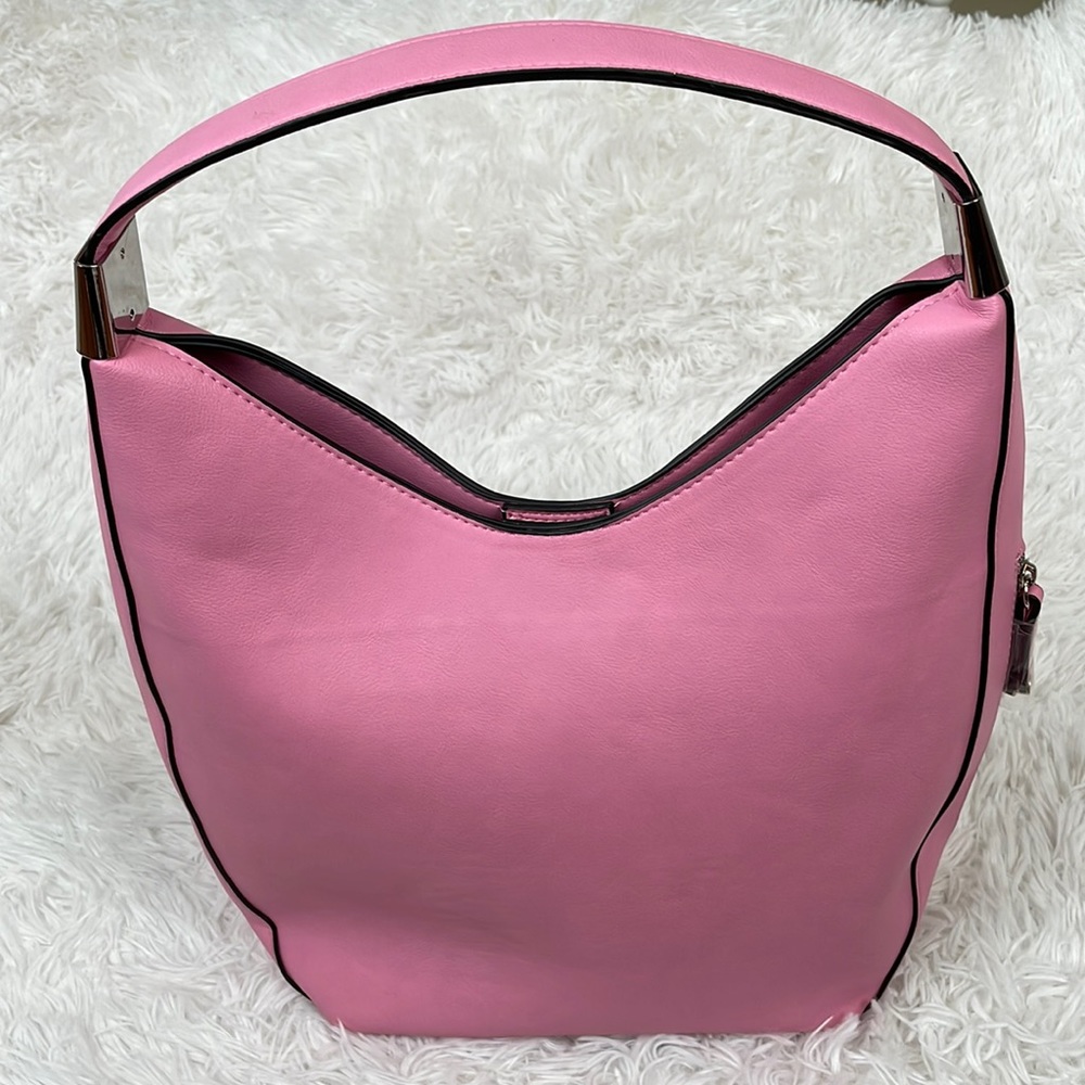 ALFANI ~ Bangle Faux-Leather Hobo ~ Pink Shell Silver ~ NWT!